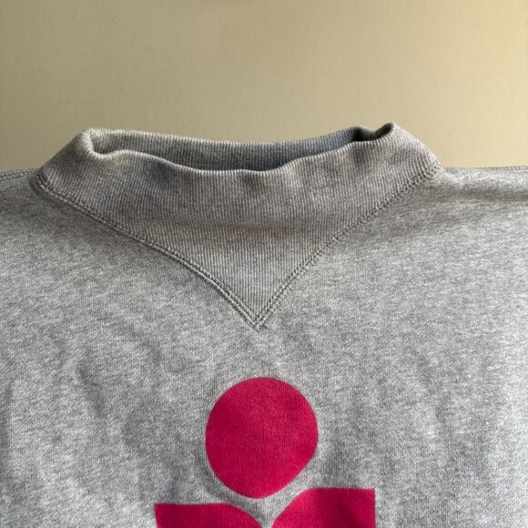 Etoile Isabel Marant Graphic Print Mock Neck Sweater Grey & Pink - Picture 3 of 6